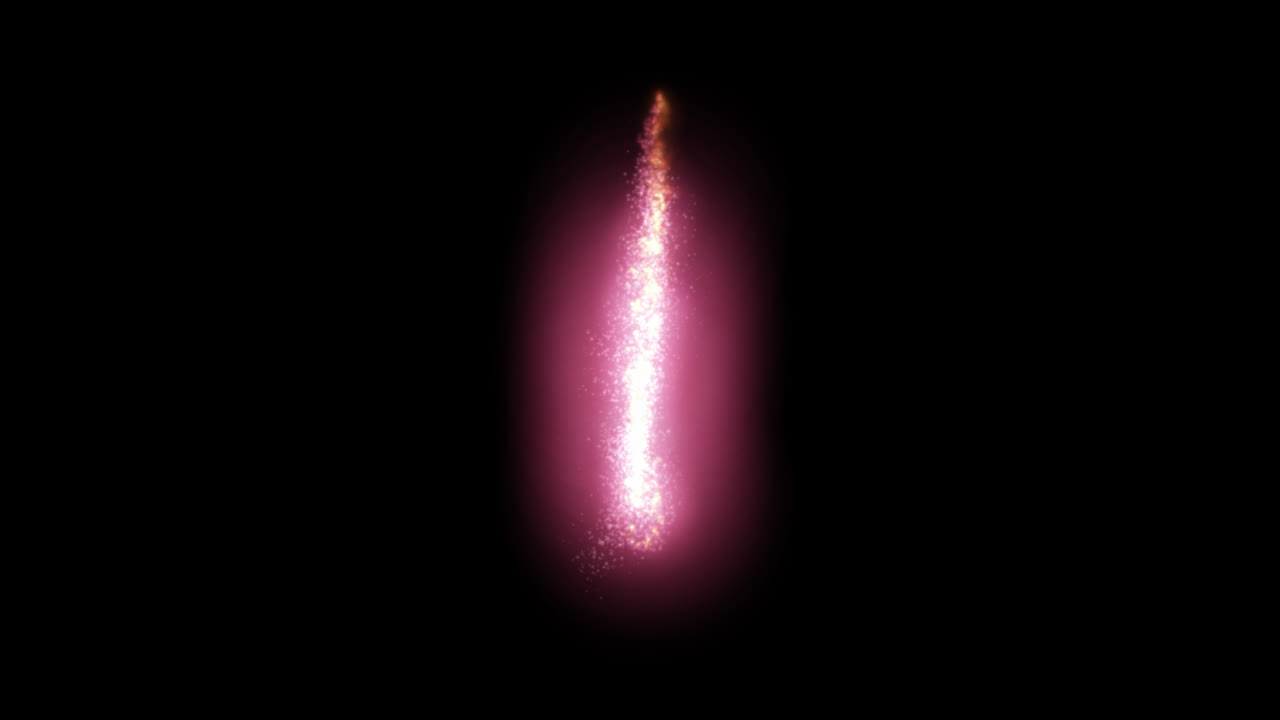 Leuchtender pinker Partikel Buchstabe I auf transparentem Hintergrund
