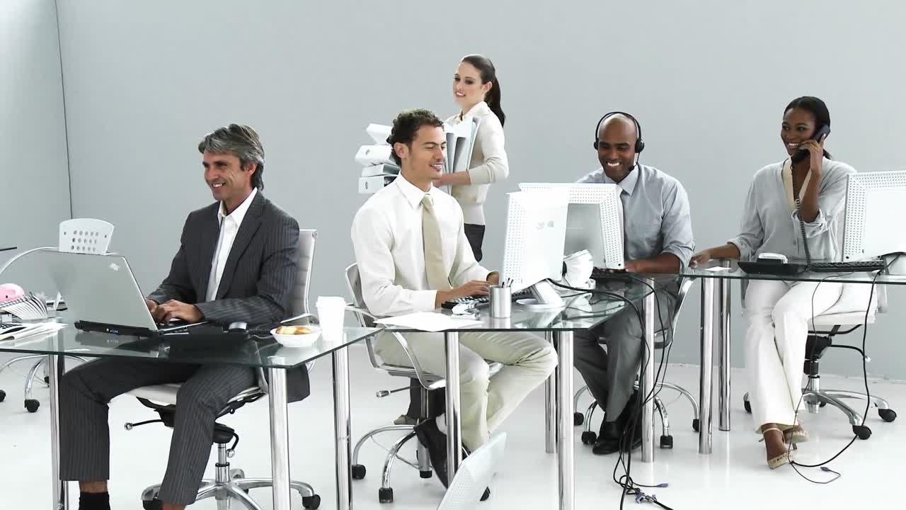 Presentation of a diverse business team at work