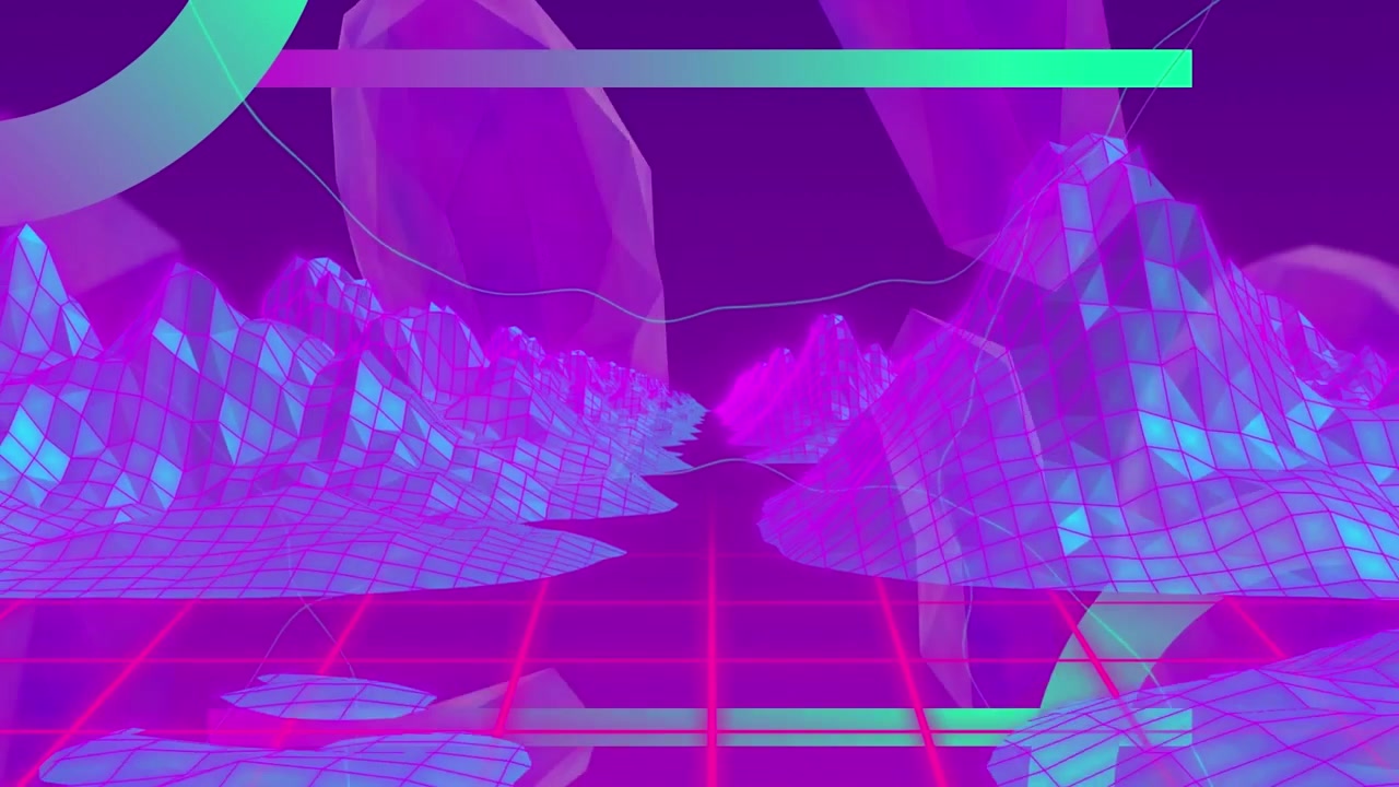Animation of curve with bar and abstract pattern over 3d structure of mountains