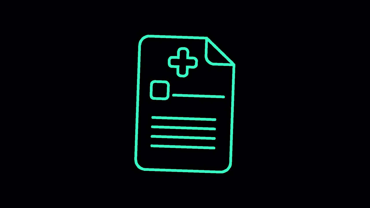 Icona animata di documento di cartella clinica con contorno digitale