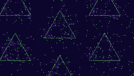 a green triangular pattern resembling a constellation is displayed on the dark backdrop, creating a visually striking image of interconnected shapes and lines