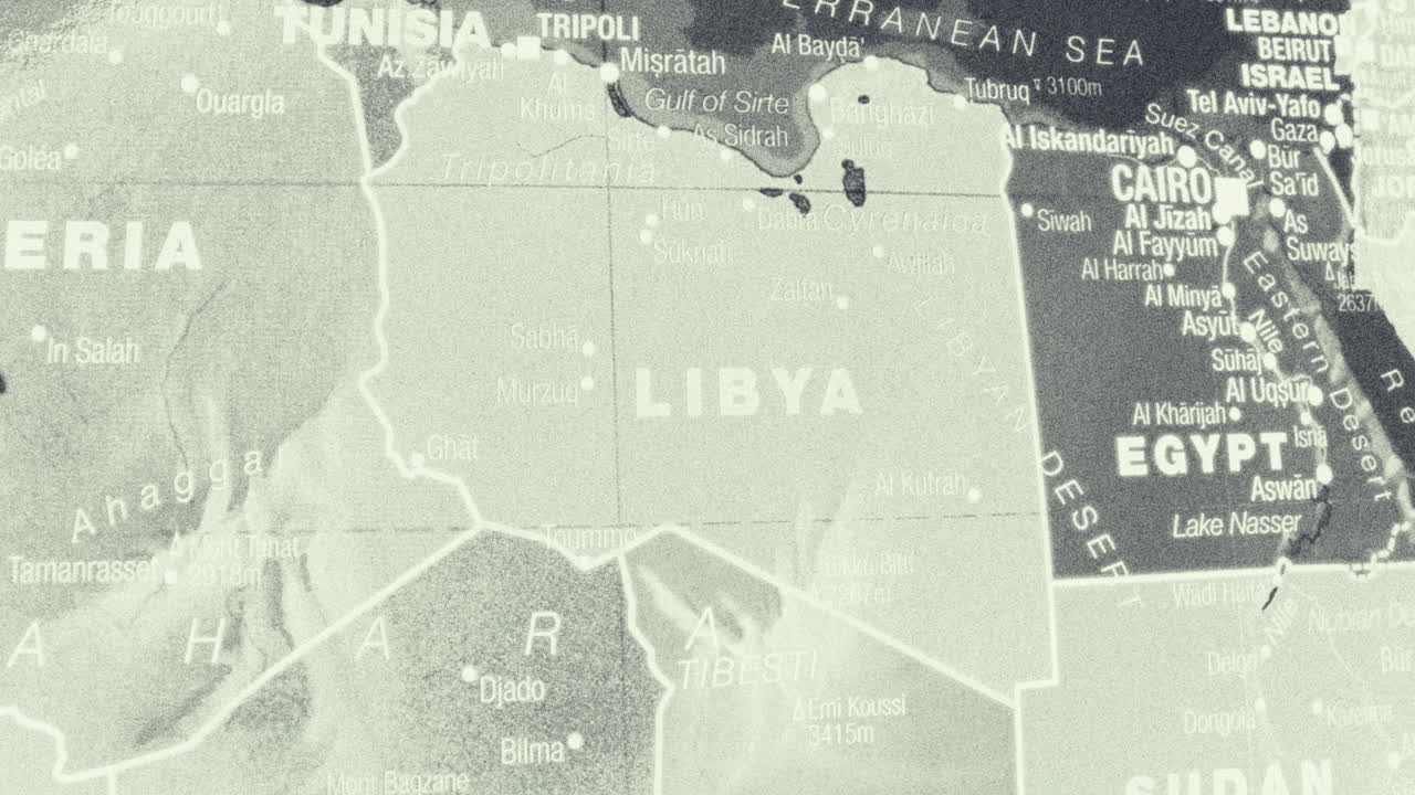 Political map of North Africa, focusing on Libya and surrounding countries