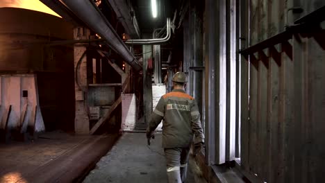 industrial worker in a boiler room