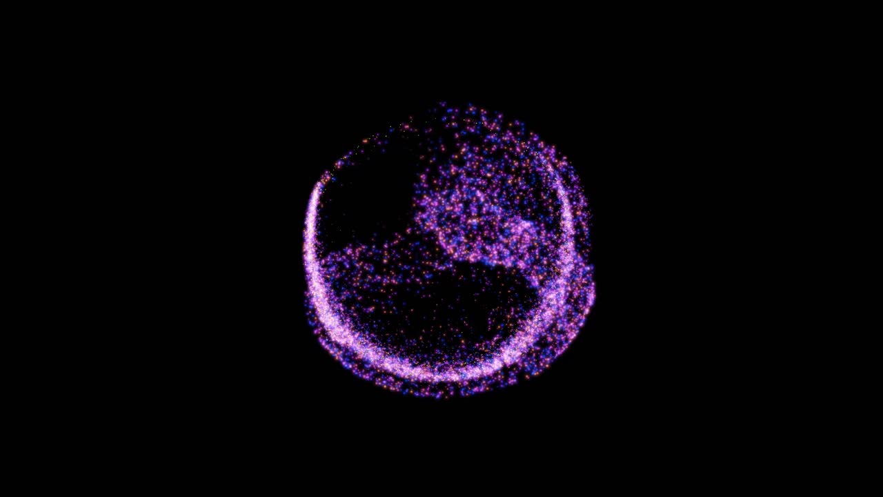 Abstract ball, orb or planet of pink dust or particles with motion animation
