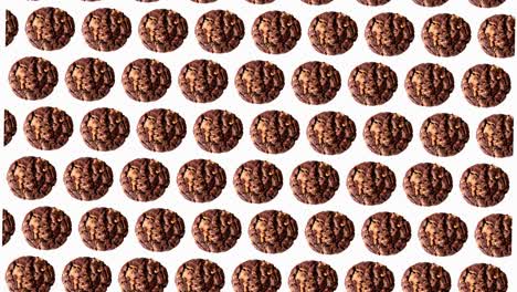 patrón de galletas de chocolate de navidad horizontales animadas en fondo blanco. patrón sin costuras. imágenes de dulces de navidad de alta calidad 4k