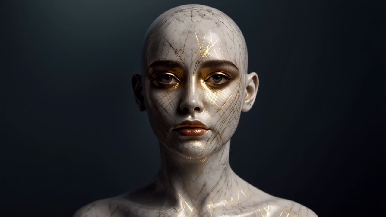 Marble and Gold Portrait of a Woman