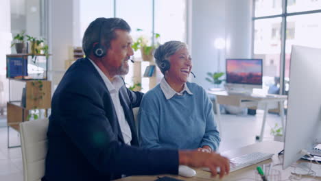 online meeting, business and senior people
