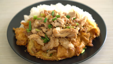 stir-fried-pork-with-garlic-and-egg-topped-on-rice---Asian-food-style