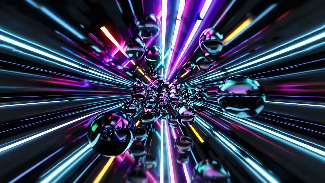 Neon Tunnel with Spheres