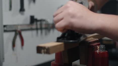 woodworking process: planing wood