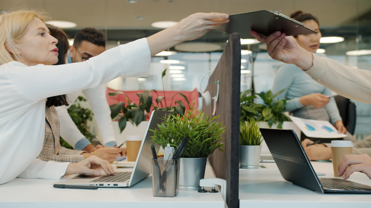 Coworkers in a modern office environment