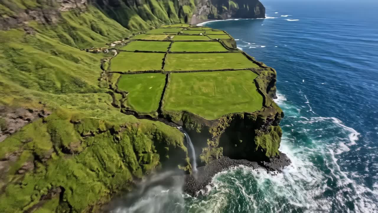 Scenic Aerial Views of Coastal Cliffs and Waterfalls