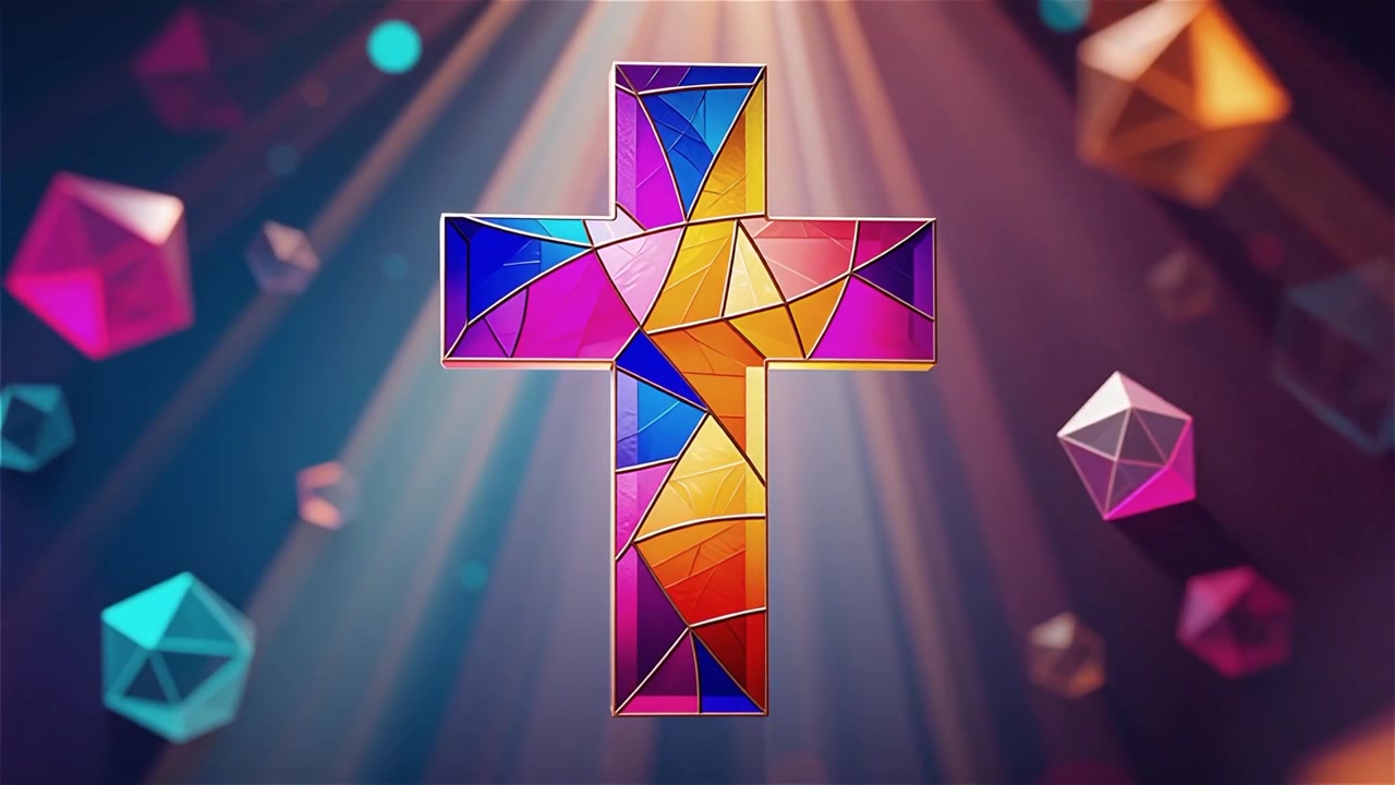 Cruz Cristiana con Luz Celestial, Fondo para Adoración.