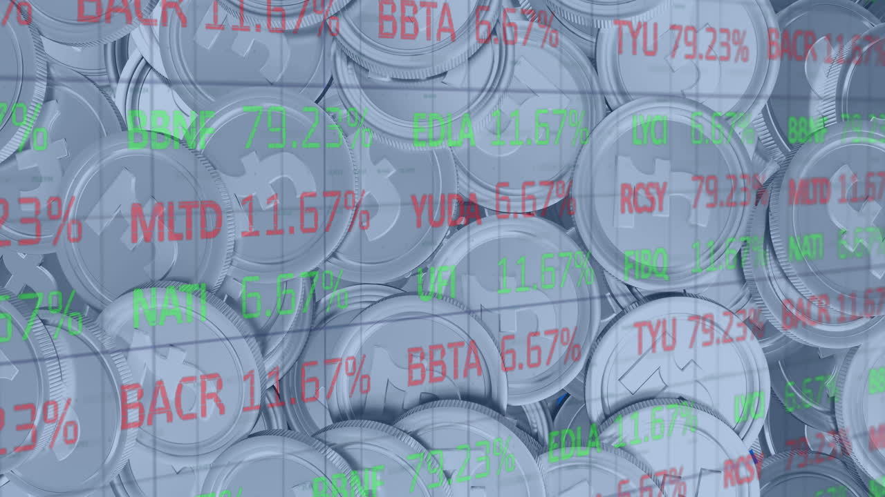 영국 파운드 동전에 대한 금융 데이터 처리 애니메이션