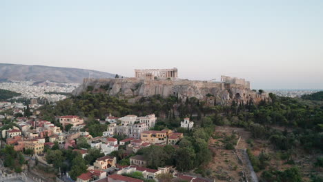 aerial revealing shot of the acropolis of athens, greece