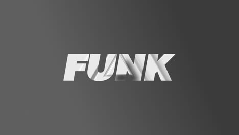 Animation of funk text on gray background