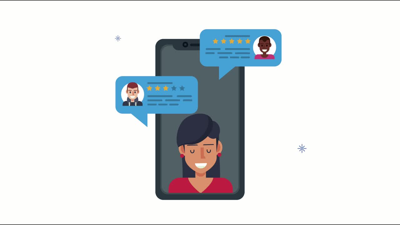 donna con bolle di chat nei social media degli smartphone