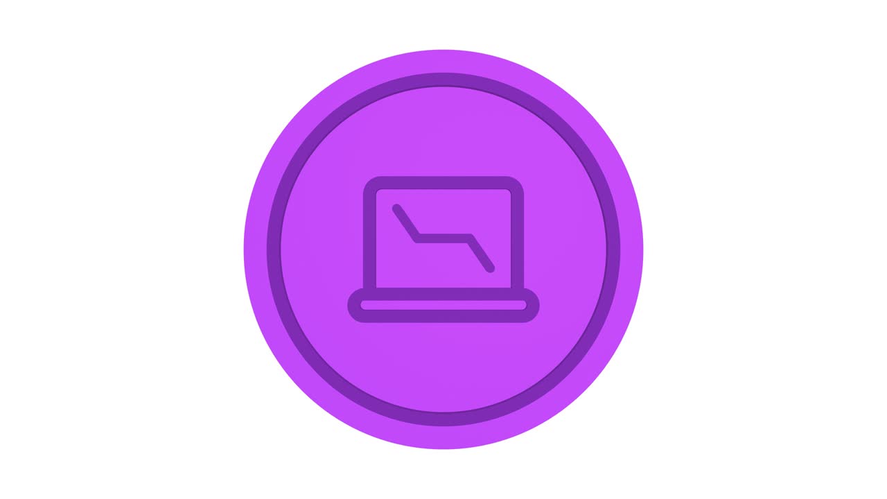 portátil con icono de gráfico 3d negativo. color púrpura. canal alfa