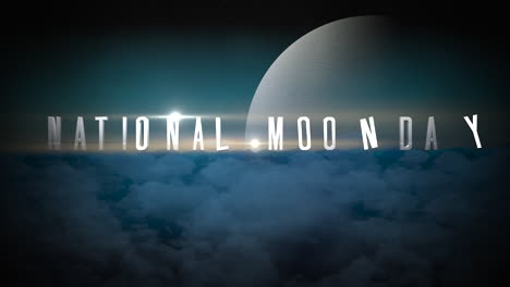 national moon day with big planet and blue sky in dark galaxy