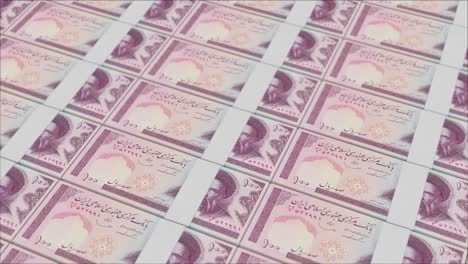 100 iranian rial banknotes printed by a money press