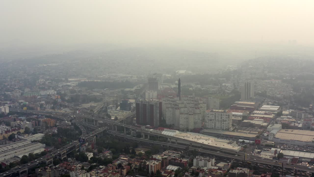 Aerial shot of pollution in Mexico City