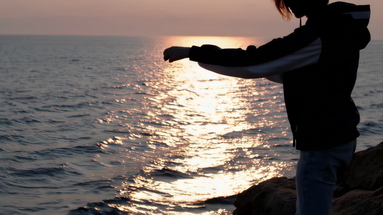 Sunset on the Coast with a Woman