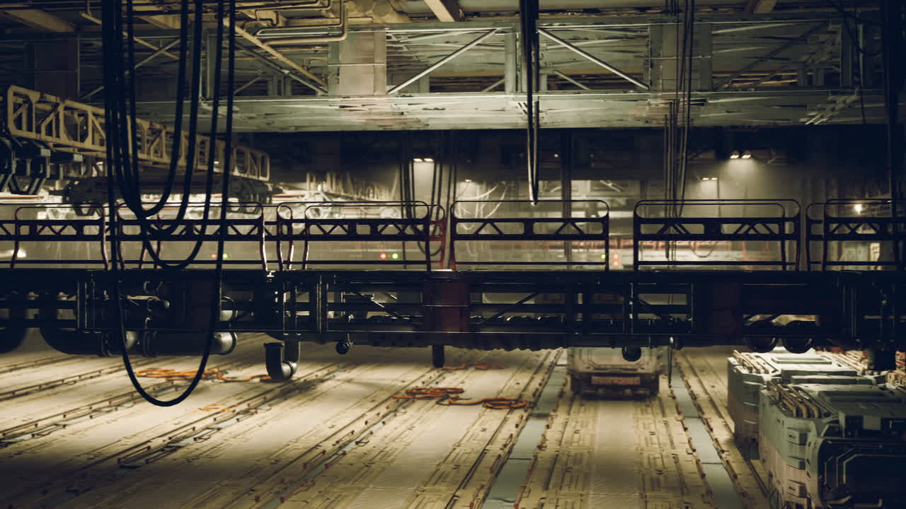 Cargo terminal located on a massive space station bustling with activity