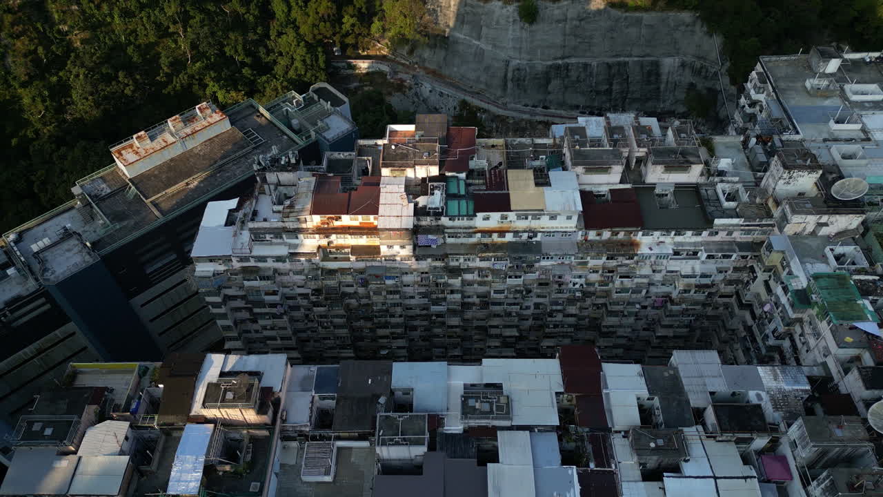 Aerial View of Dense Residential Apartment Complex in Hong Kong