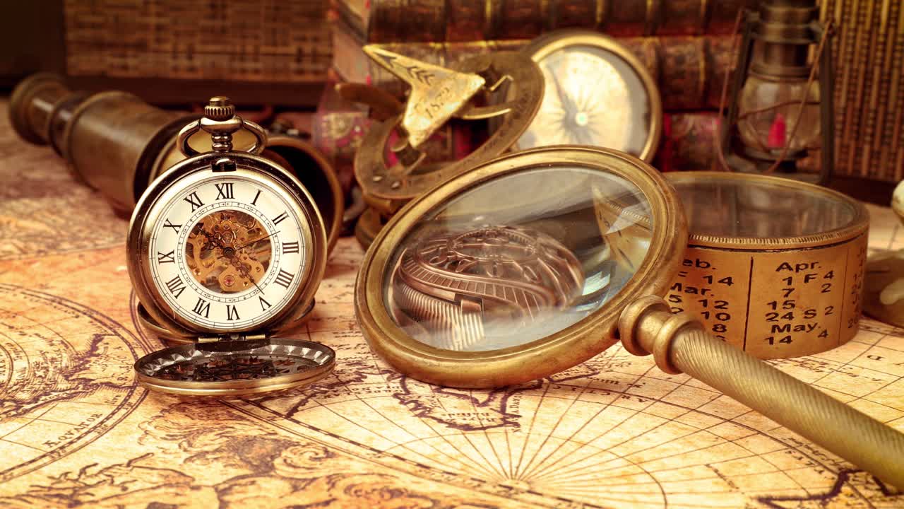 1565년의 오래된 지도에 그려진 빈티지 고정물입니다.