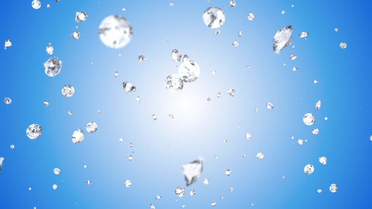 파란 다이아몬드 입자 굴절 루프 배경 애니메이션 녹색 화면
