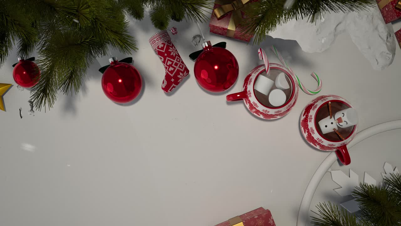 Christmas And New Year Background With Decorations And Present