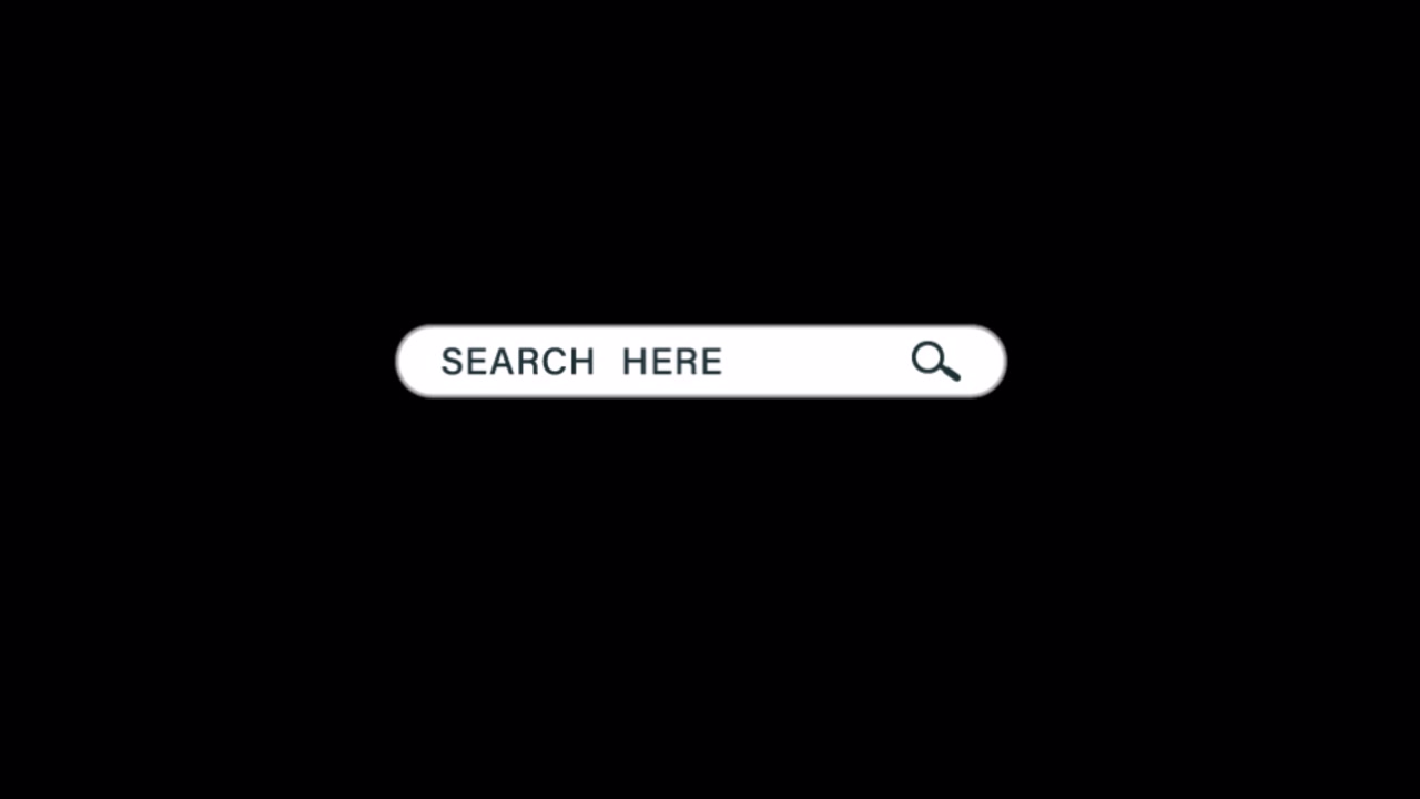Animated Search Bar with Typing and Searching Text on Black Background