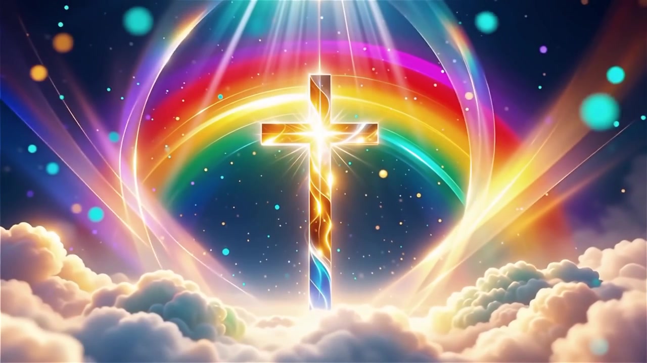 Christian Cross Heavenly Light Worship Background