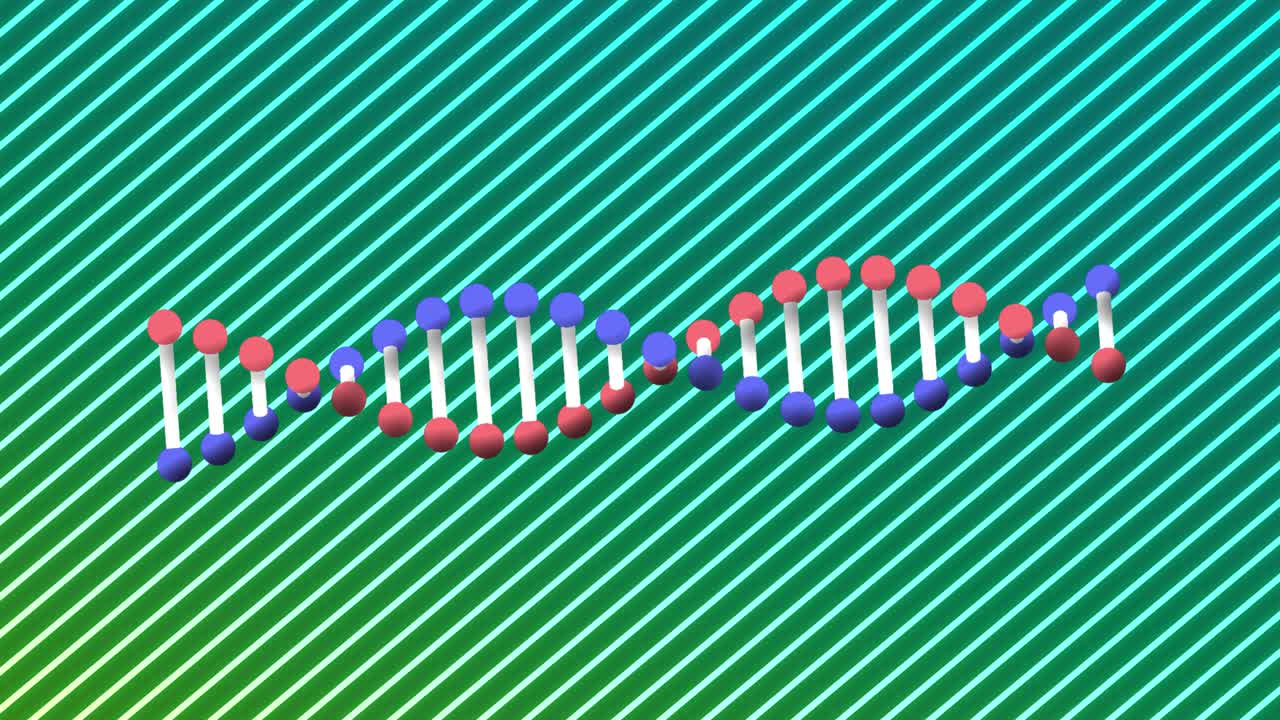 반 ⁇ 이는 네온 줄무 ⁇  위에서 회전하는 dna 가닥의 애니메이션