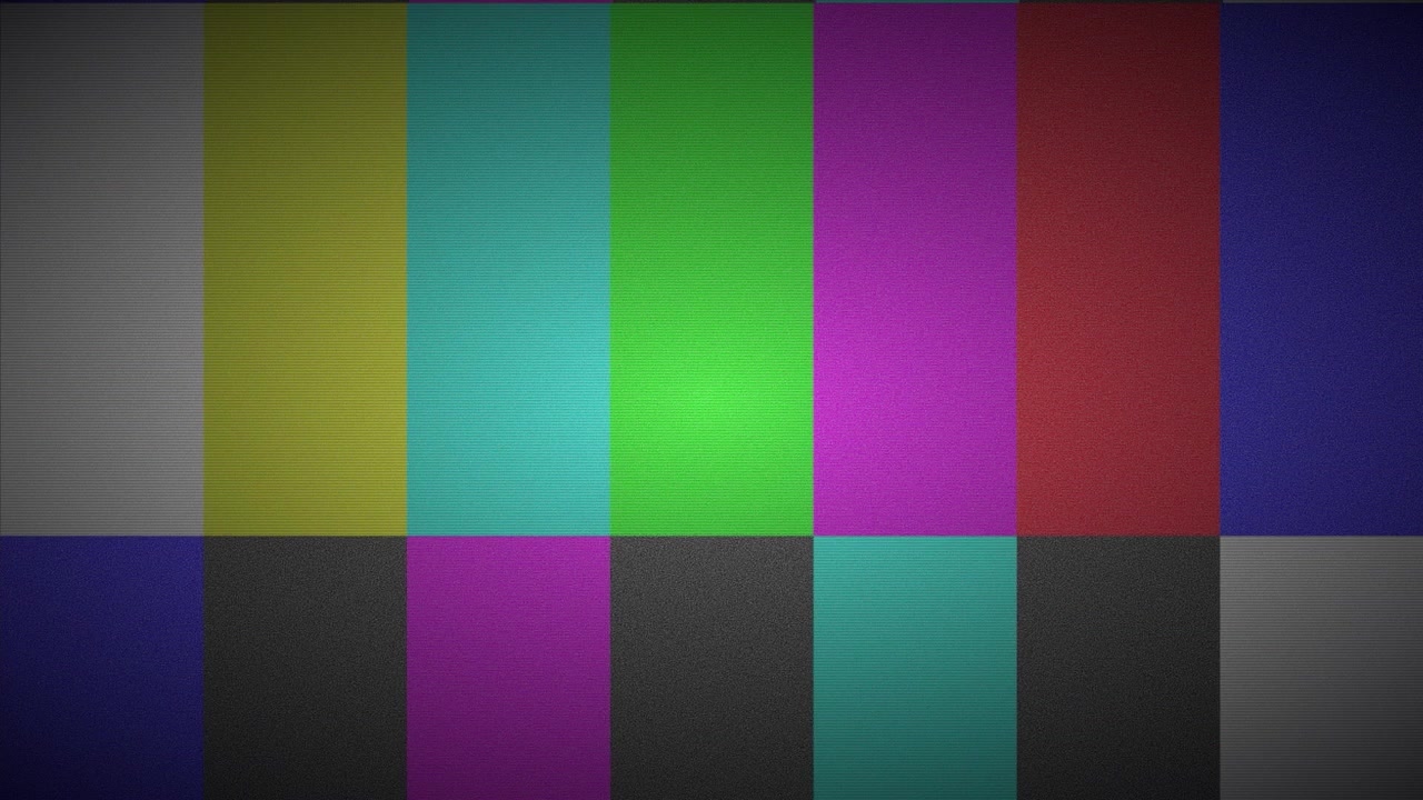 Patrón de prueba de televisión animado con barras de color