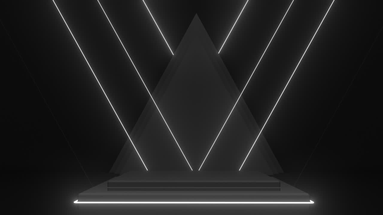 Dark Triangular Product Display with Neon Lighting