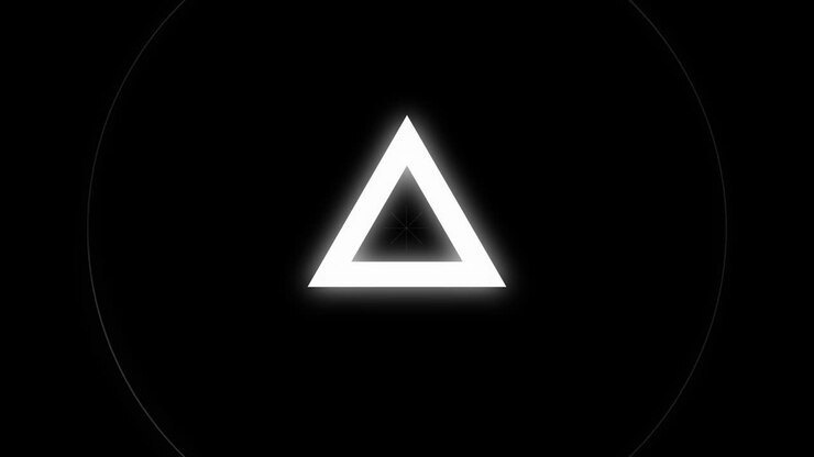 Animation of triangles and circles pulsating on black background