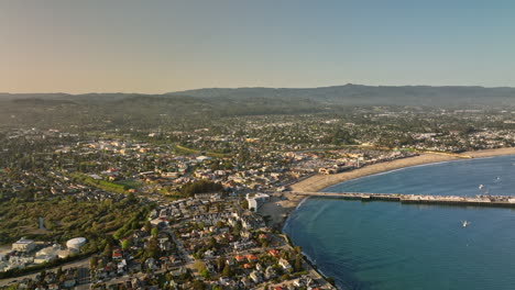 santa cruz california aerial v5 flyover lighthouse neighborhood capturing charming townscape, popular recreational municipal wharf pier and seaside amusement park - shot with mavic 3 cine - may 2022