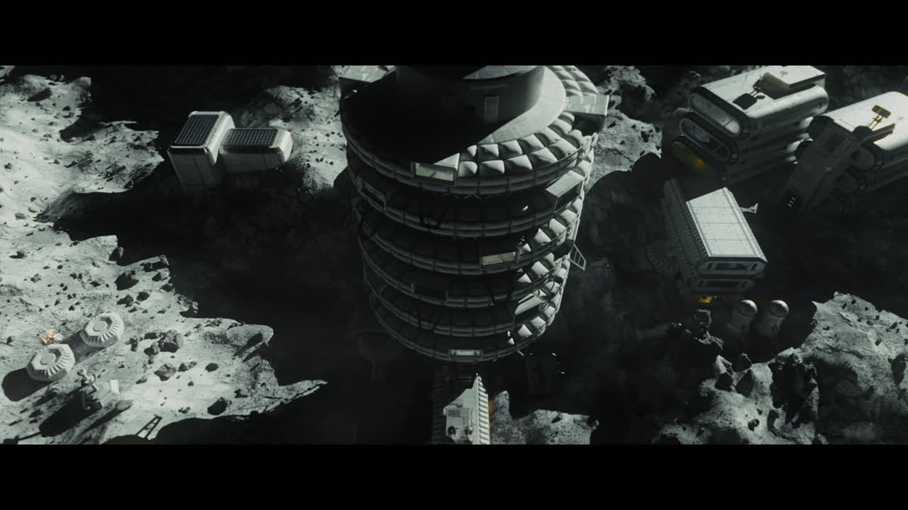 Moon surface with a lunar base