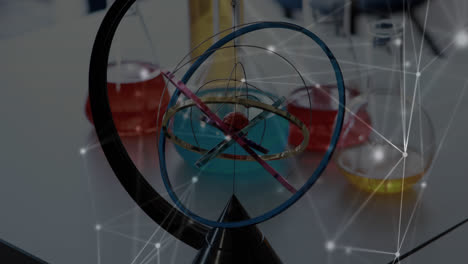 animación de las conexiones de red a través de vidrio de laboratorio