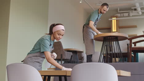 people working in cafe