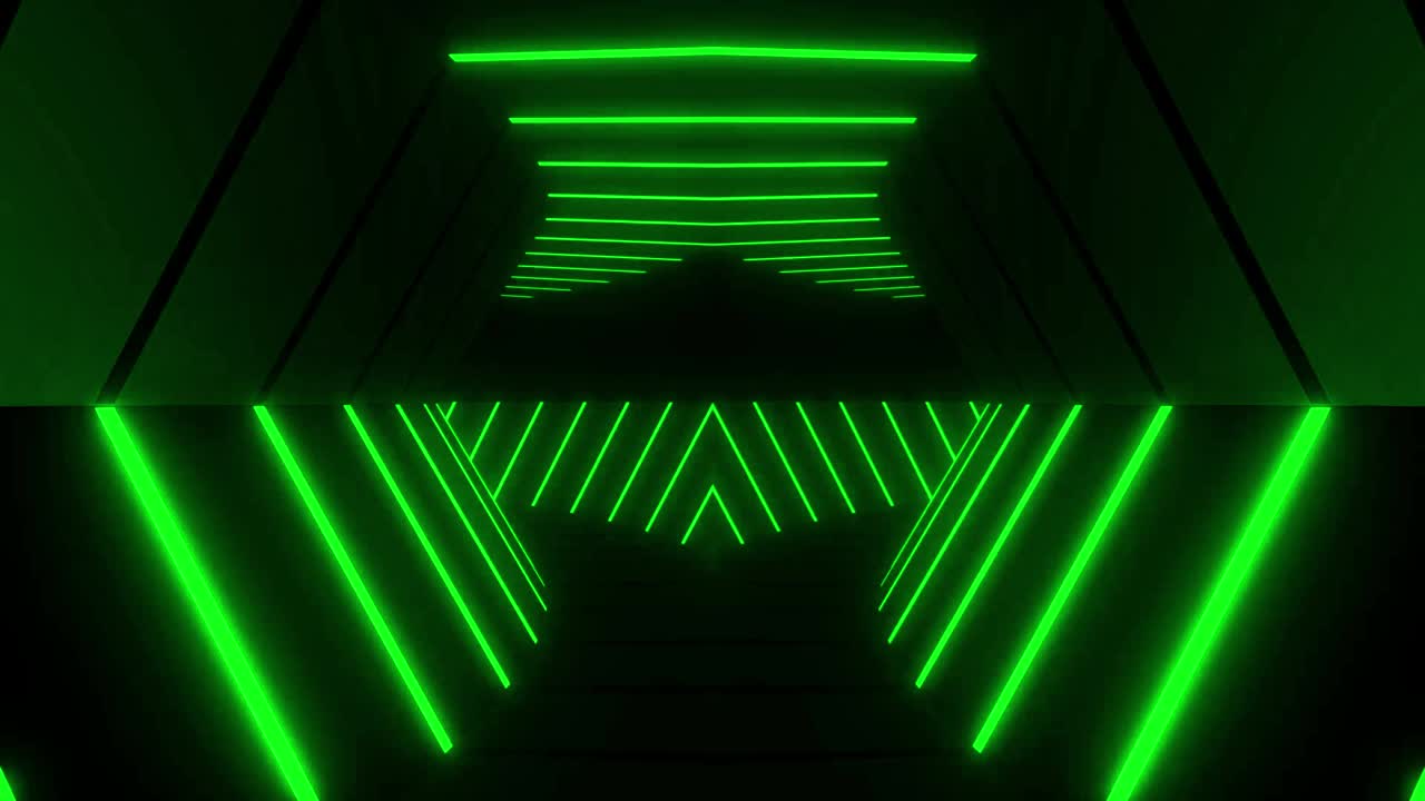 Neon Green Hexagon Tunnel
