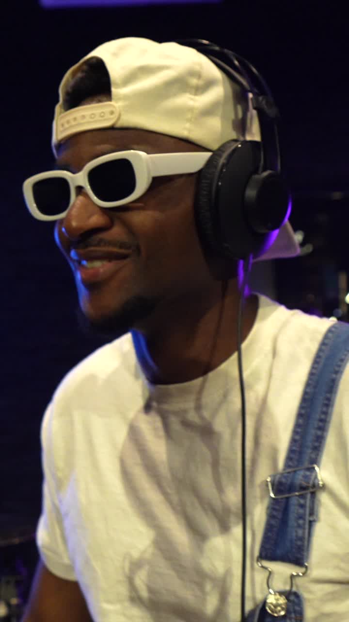 Man in Recording Studio with Headphones