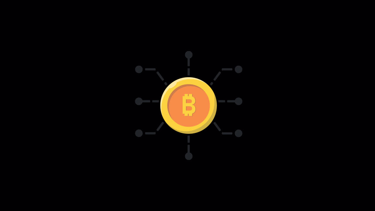 Bitcoin Cryptocurrency Network Animation on Black Background