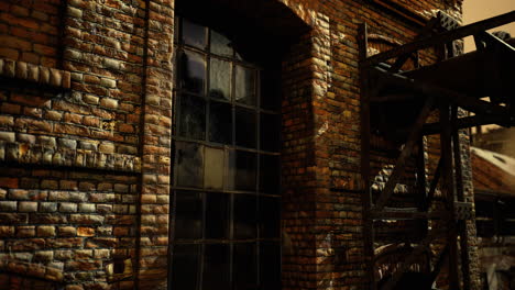exploring an abandoned industrial building with weathered brick walls