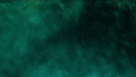 slow moving dark ink swirling water with green background