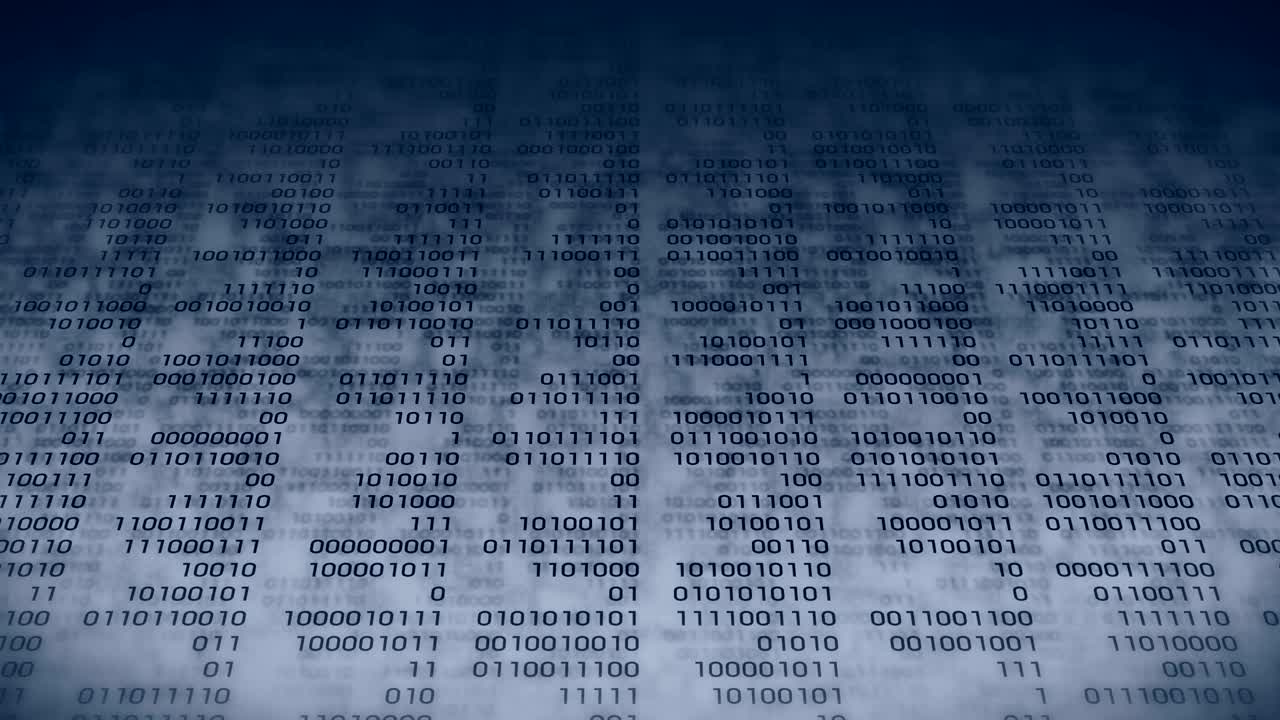 Binary code gray background. Web online streaming with digital technology loop animation. Number zero and one. Computer network.