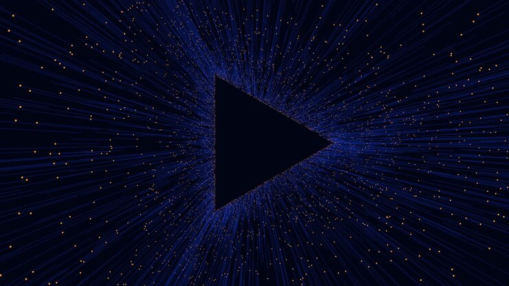 Mysterious image black and blue triangle with converging lines