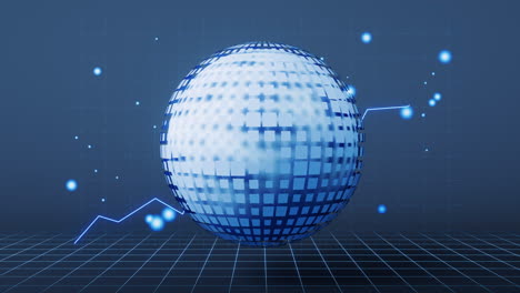 tierra digital con gráfico financiero, renderización en 3d.
