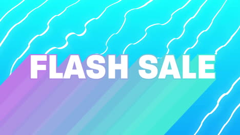 flash sale animation on colorful gradient background with wavy lines